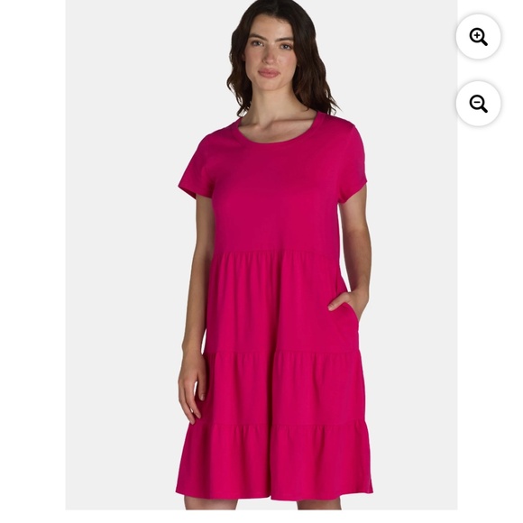 Time and Tru Women’s Smokin Hot Pink Tiered Dress Size XXXL NEW - Picture 3 of 5